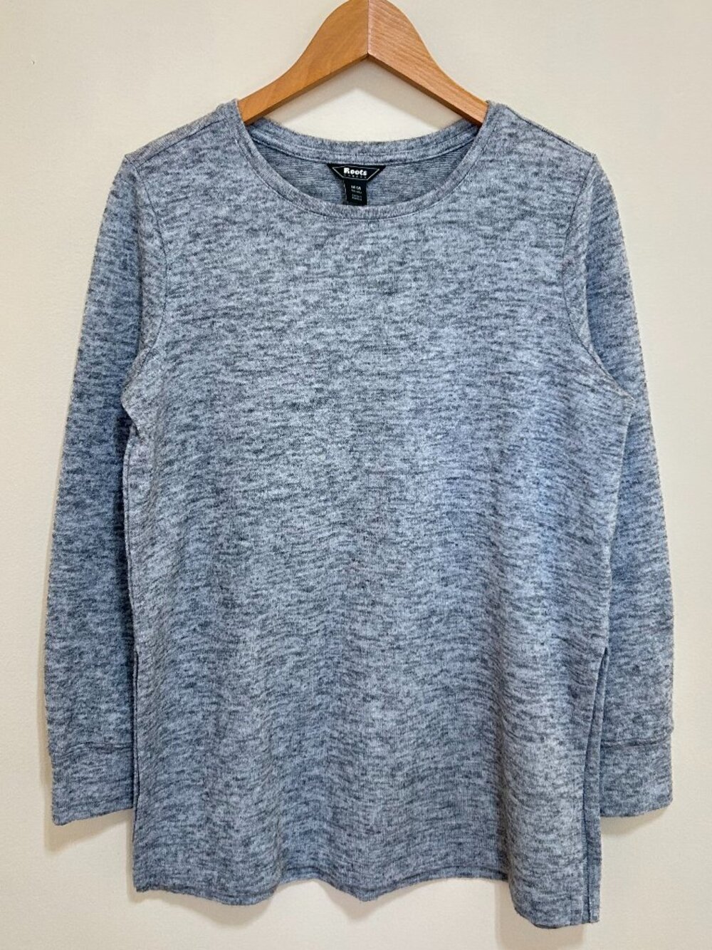 Roots Long Sleeve Knit Top Heathered Grey Size M
